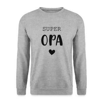 Super Opa mit Herz - Unisex Pullover - Weißgrau meliert - Vorne - Alina (178cm) & Michal (187cm)