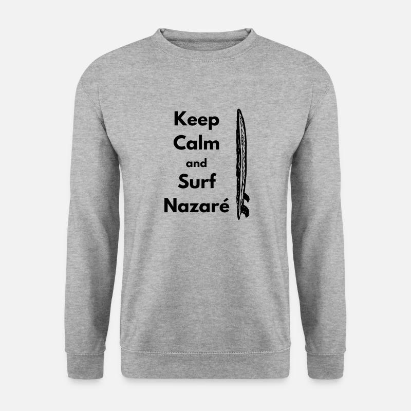 Surfen in Nazare - Unisex Pullover - Weißgrau meliert