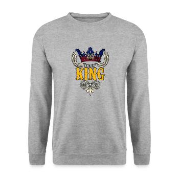 Haiti Haitian Flag Crown King I Gift - Unisex Sweatshirt - salt & pepper - Front - Alina (178cm) & Michal (187cm)