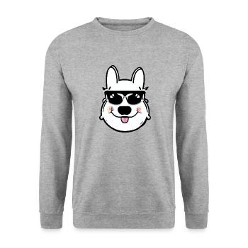 Lustig Hund mit sonnenbrille - Unisex Pullover - Weißgrau meliert - Vorne - Alina (178cm) & Michal (187cm)
