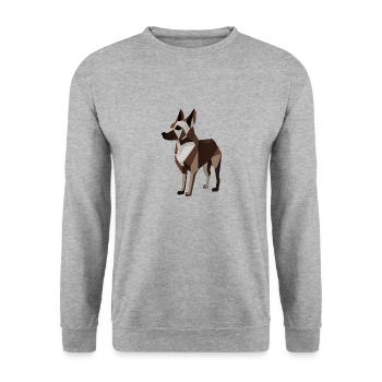 Minimalistischer Hund - Unisex Pullover - Weißgrau meliert - Vorne - Alina (178cm) & Michal (187cm)