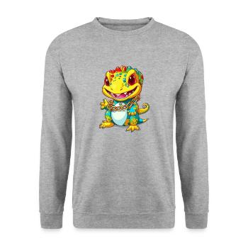 Lézard d’or - Sweat-shirt Unisexe - gris chiné - Devant - Alina (178cm) & Michal (187cm)
