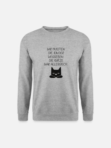 Katze war allergisch - Unisex Pullover - Weißgrau meliert