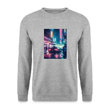 Retro Reverie: Vintage Car in a Rainy - Unisex Sweatshirt - salt & pepper - Front - Alina (178cm) & Michal (187cm)