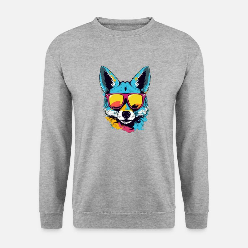 Blau der Schakal - Unisex Pullover - Weißgrau meliert
