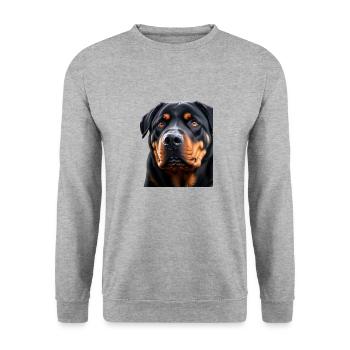 Rottweiler - Unisex Pullover - Weißgrau meliert - Vorne - Alina (178cm) & Michal (187cm)