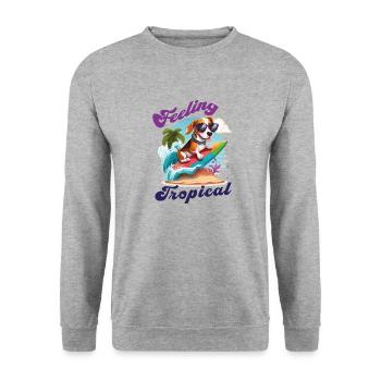 Feeling Tropical - Motif de chien beagle drôle mignon - Sweat-shirt Unisexe - gris chiné - Devant - Alina (178cm) & Michal (187cm)