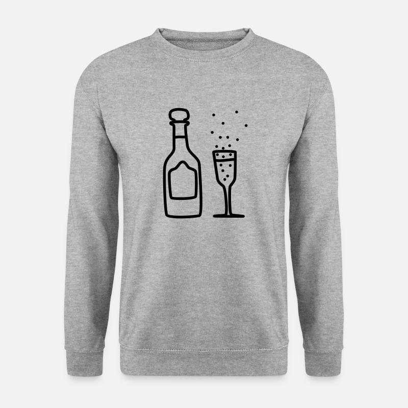 sekt mit glas 2 - Unisex Pullover - Weißgrau meliert