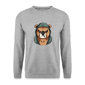 Zou the Angry Bear - Unisex Sweatshirt - salt & pepper - Front - Alina (178cm) & Michal (187cm)