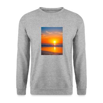 Sunset beach - Unisex Pullover - Weißgrau meliert - Vorne - Alina (178cm) & Michal (187cm)