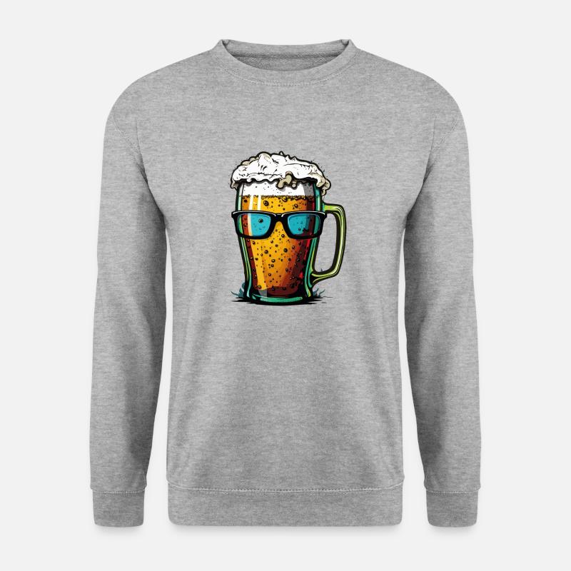 Bier Sonnenbrille - Unisex Pullover - Weißgrau meliert