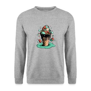 Cornet de glace multi-goûts - Sweat-shirt Unisexe - gris chiné - Devant - Alina (178cm) & Michal (187cm)