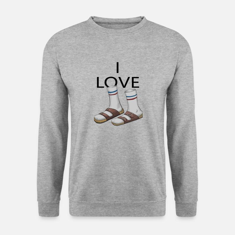 Ich LIEBE Sandalensocken - Unisex Pullover - Weißgrau meliert