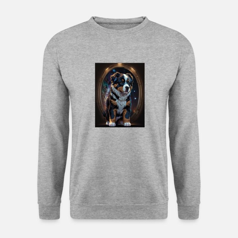 Berner Sennenhund-Welpe - Unisex Pullover - Weißgrau meliert