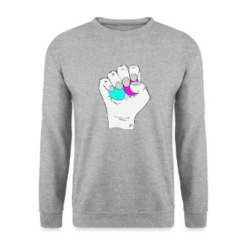 Testicules verts et roses - Sweat-shirt Unisexe - gris chiné - Devant - Alina (178cm) & Michal (187cm)