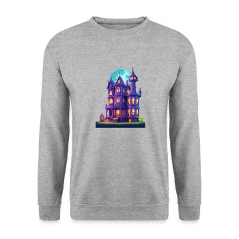 Spooky House - Unisex Sweatshirt - salt & pepper - Front - Alina (178cm) & Michal (187cm)