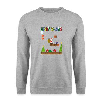 Merry xmas World-Weihnachten-Retro Style Vers.1 - Unisex Pullover - Weißgrau meliert - Vorne - Alina (178cm) & Michal (187cm)