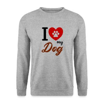 i love my dog - Unisex Pullover - Weißgrau meliert - Vorne - Alina (178cm) & Michal (187cm)