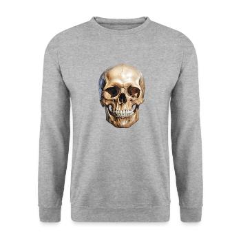 Totenkopf-Schädel, Symbol für Tod und Gefahr - Unisex Pullover - Weißgrau meliert - Vorne - Alina (178cm) & Michal (187cm)