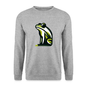 Minimalistischer Frosch - Unisex Pullover - Weißgrau meliert - Vorne - Alina (178cm) & Michal (187cm)