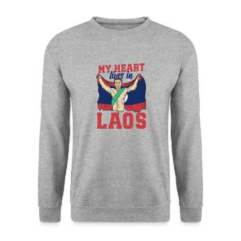 Laos Laote Pride garçon drapeau je cadeau - Sweat-shirt Unisexe - gris chiné - Devant - Alina (178cm) & Michal (187cm)
