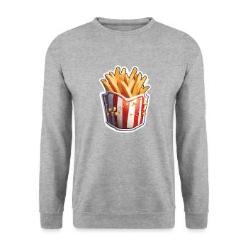 French Fries / Fast Food / Potato / Food - Unisex Sweatshirt - salt & pepper - Front - Alina (178cm) & Michal (187cm)
