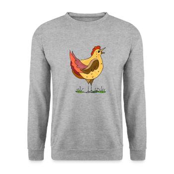 Henne - Unisex Pullover - Weißgrau meliert - Vorne - Alina (178cm) & Michal (187cm)