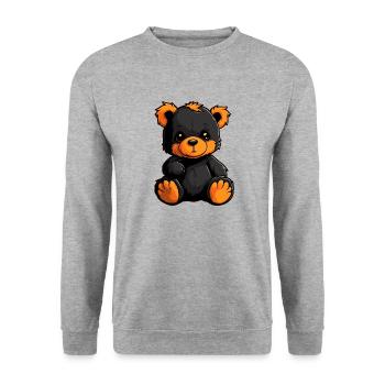 Kinder Teddybär guckt Süß - Unisex Pullover - Weißgrau meliert - Vorne - Alina (178cm) & Michal (187cm)