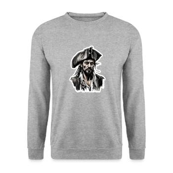 Pirat / Ahoi / Anker / Kapitän / Totenkopf / Rum - Unisex Pullover - Weißgrau meliert - Vorne - Alina (178cm) & Michal (187cm)
