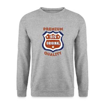 Qualité premium 1976 - Sweat-shirt Unisexe - gris chiné - Devant - Alina (178cm) & Michal (187cm)