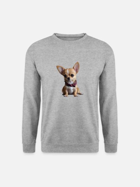 Chihuahua-Charme Umarmbare Niedlichkeit Hund - Unisex Pullover - Weißgrau meliert