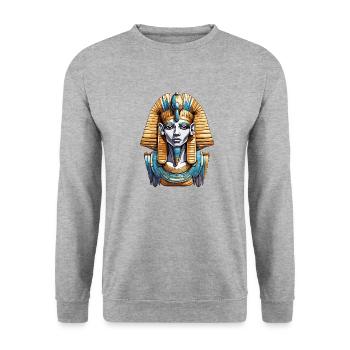 Ägypten / Pharao / Mumien / Hieroglyphen / Sphinx - Unisex Pullover - Weißgrau meliert - Vorne - Alina (178cm) & Michal (187cm)