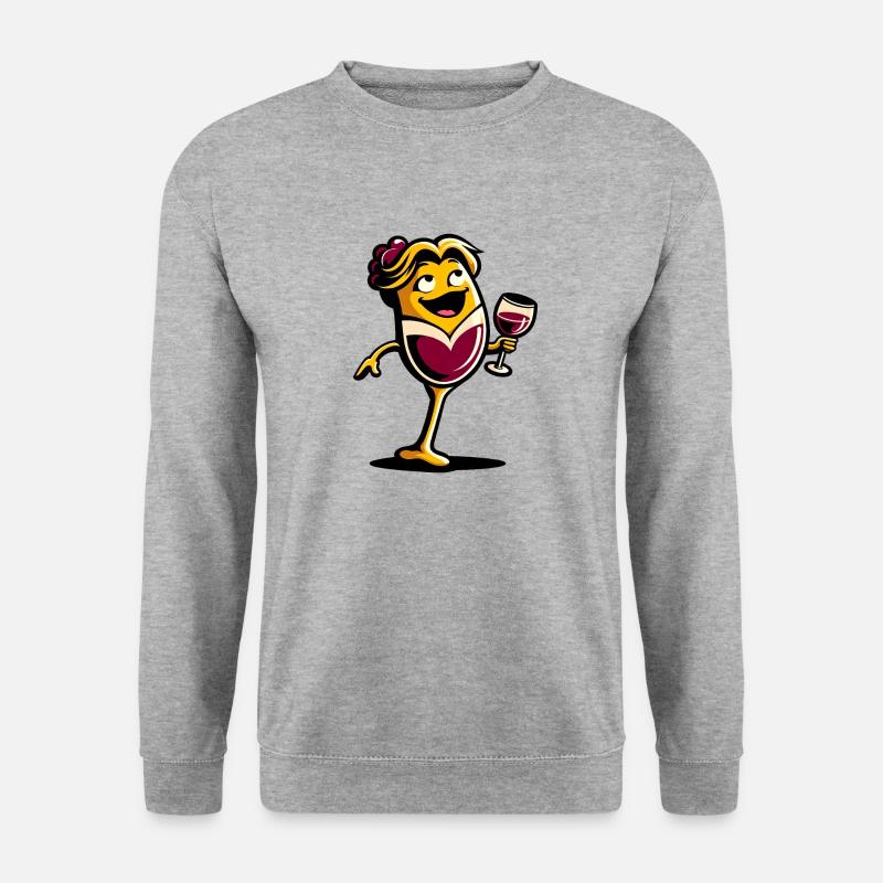 Fröhlicher Weinkelch - Unisex Pullover - Weißgrau meliert