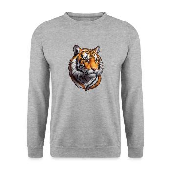 Tiger - Unisex Sweatshirt - salt & pepper - Front - Alina (178cm) & Michal (187cm)
