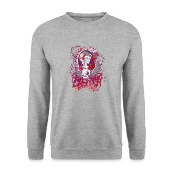 Dia de los Muertos - Unisex Pullover - Weißgrau meliert - Vorne - Alina (178cm) & Michal (187cm)