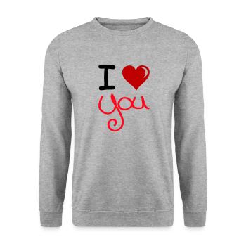 i love you 2 - Unisex Pullover - Weißgrau meliert - Vorne - Alina (178cm) & Michal (187cm)