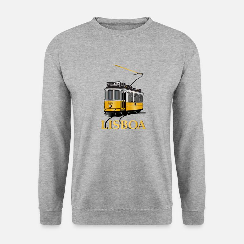 Tram von Lissabon - Unisex Pullover - Weißgrau meliert