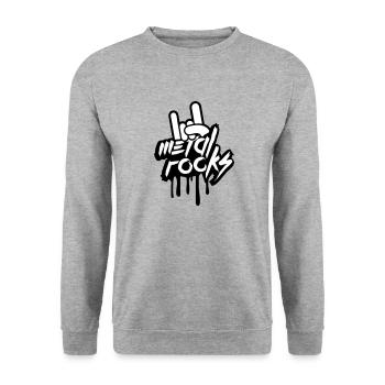 Heavy Metal Rocks Hard Rock Music Graffiti Spray - Unisex Sweatshirt - salt & pepper - Front - Alina (178cm) & Michal (187cm)