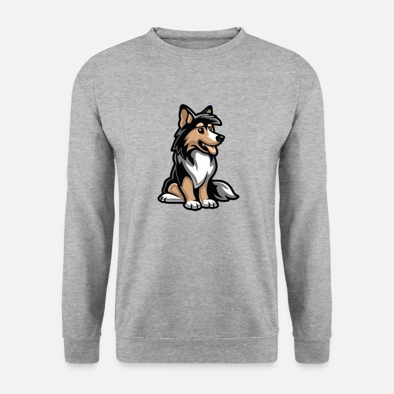 dog comic - Unisex Pullover - Weißgrau meliert