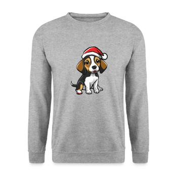 Beagle Hund Weihnachten - Unisex Pullover - Weißgrau meliert - Vorne - Alina (178cm) & Michal (187cm)