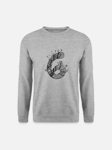 6 Zahl Zen - Unisex Pullover - Weißgrau meliert