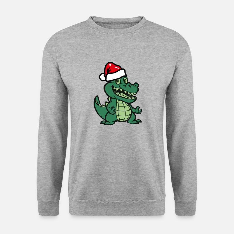 Krokodil Weihnachten - Unisex Pullover - Weißgrau meliert