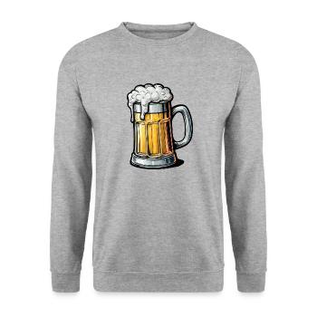 Beer Mug Beer Fan Shirt - Unisex Sweatshirt - salt & pepper - Front - Alina (178cm) & Michal (187cm)