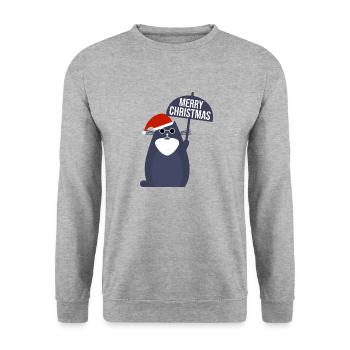 Joyeux Noël Chat - Sweat-shirt Unisexe - gris chiné - Devant - Alina (178cm) & Michal (187cm)