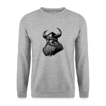 Wikinger Krieger Odin - Unisex Pullover - Weißgrau meliert - Vorne - Alina (178cm) & Michal (187cm)