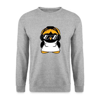 Pingouin DJ Fille Robe Femme Casque Lunettes de soleil - Sweat-shirt Unisexe - gris chiné - Devant - Alina (178cm) & Michal (187cm)