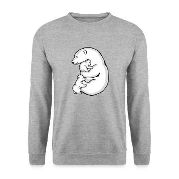 Ours polaire avec ses deux bébés - Sweat-shirt Unisexe - gris chiné - Devant - Alina (178cm) & Michal (187cm)