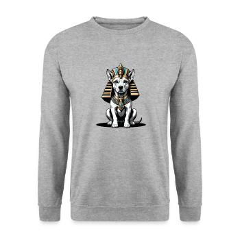 Dog Pharaoh Dog Egypt Pyramid Gift - Unisex Sweatshirt - salt & pepper - Front - Alina (178cm) & Michal (187cm)