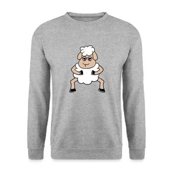 sheep tired bored look sheep stands cute - Unisex Sweatshirt - salt & pepper - Front - Alina (178cm) & Michal (187cm)