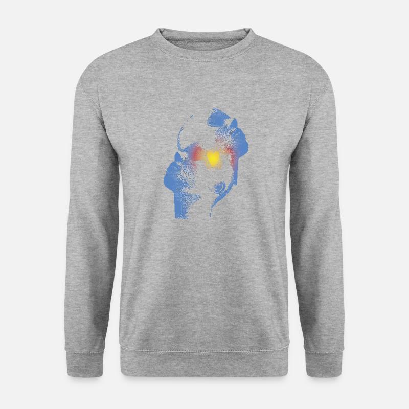 Herz und Kopf T-Shirt - Unisex Pullover - Weißgrau meliert